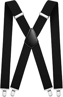 Aomig Mens Braces, Mens Suspenders with Strong Metal Clips, 3.5cm Wide Heavy Duty Suspenders for Men Women Business Wedding Casual