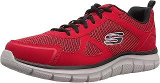 Skechers Track Bucolo, Men's Shoes, Red Leather Black Mesh Trim, 39.5 EU