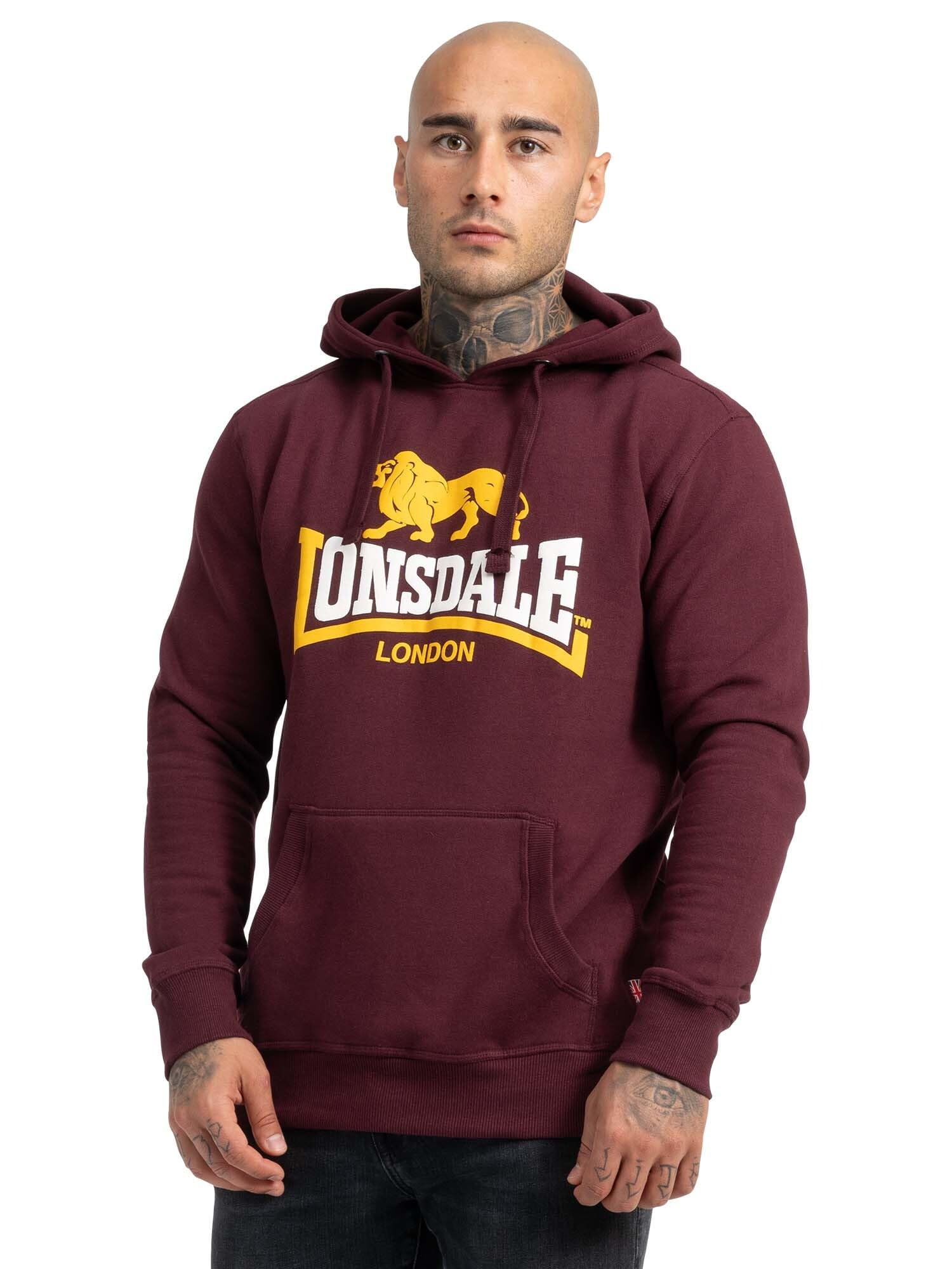 Lonsdale London Thurning Men's Hooded Sweatshirt Burgundy Regular/Regular Fit