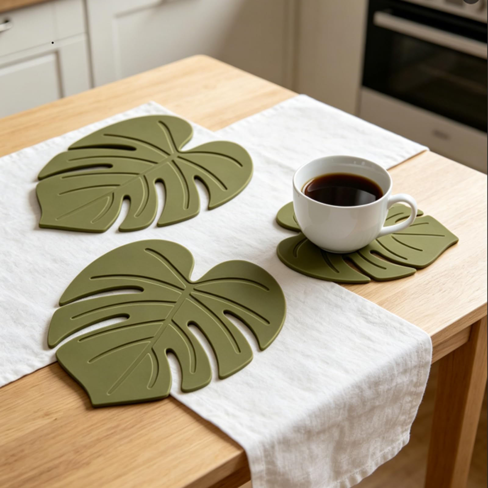 Soft Silicone Coasters for Drinks, Funny Desk Coasters, Creative 3D Green Turtle