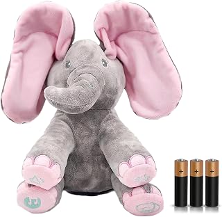 Dimple Kaia Interactive Animated Singing & Peek-A-Boo Plush Elephant Stuffed Animal with Floppy Ears, Engaging Musical Baby Toy - Easter Gift for Kids - Battery Included