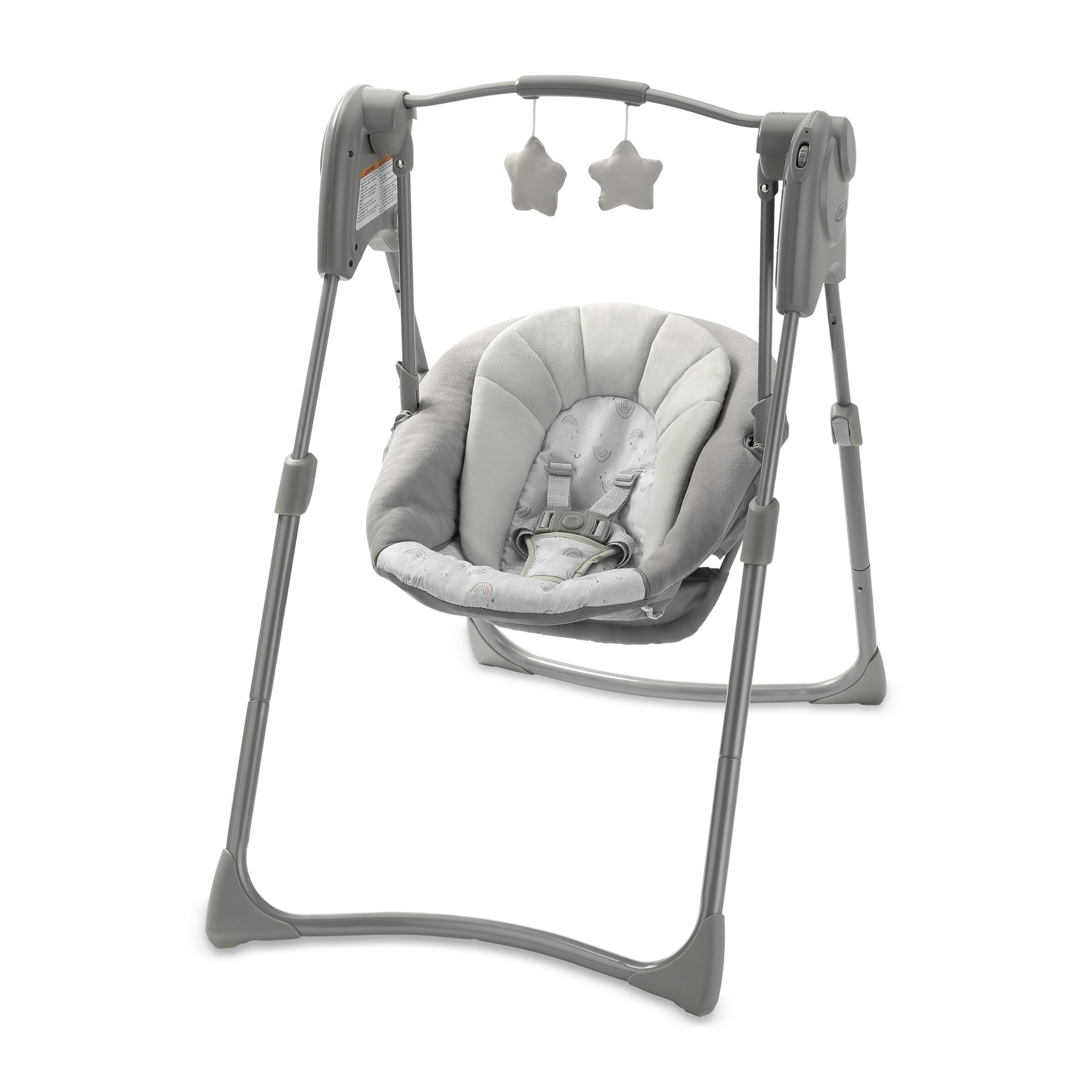 Graco Slim Spaces Compact Baby Swing, Reign | Easy Fold with Carry Handle, Heigh