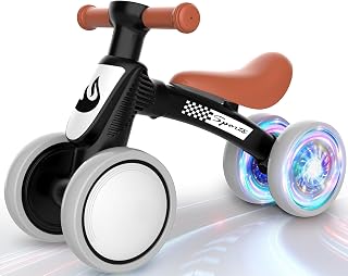 WETIFY Colorful Lighting Baby Balance Bike Toys for 1 Year Old Boy Gifts, 10-36 Month Toddler Balance Bike, No Pedal 4 Silence Wheels & Soft Seat First Bike, One Year Old Boy Birthday Gift.