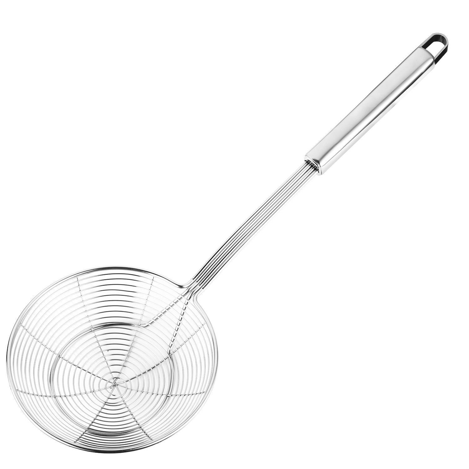 Hiware Solid Stainless Steel Spider Strainer Skimmer Ladle for Cooking and Fryin