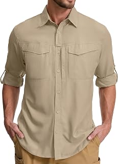 Men's Safari Long Sleeve UV Protection Quick Dry Hiking Shirt
