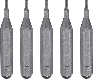 Generic 5pcs 5/32" Torx T3 Screwdriver Bits, 28mm Hex Shank Length, 6-Point Magnetic Star, S2 Steel Hex Bits for Manual Screwdrivers
