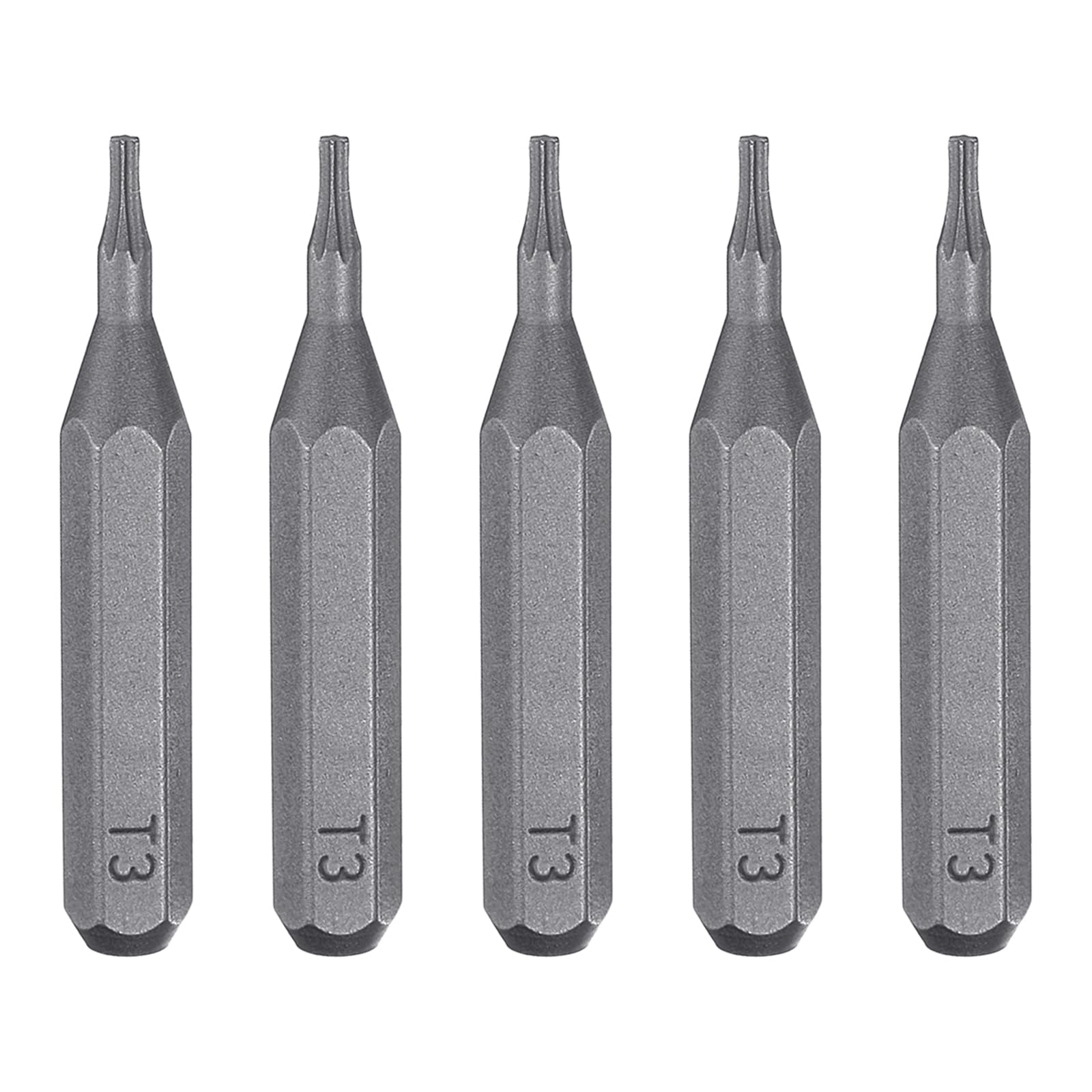 Generic 5pcs 5/32" Torx T3 Screwdriver Bits, 28mm Hex Shank Length, 6-Point Magn