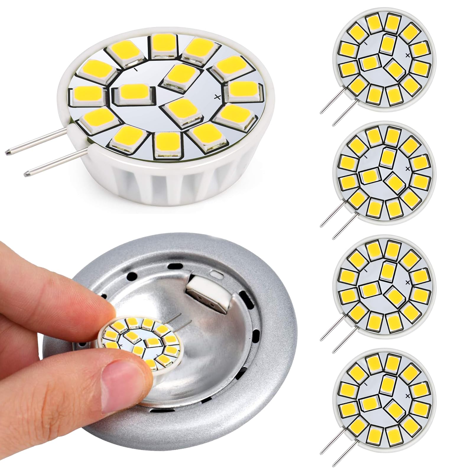 Kohree G4 LED Bulb 12V AC/DC Bi-Pin Base Ceiling Recessed Puck Light Bulb LED Re