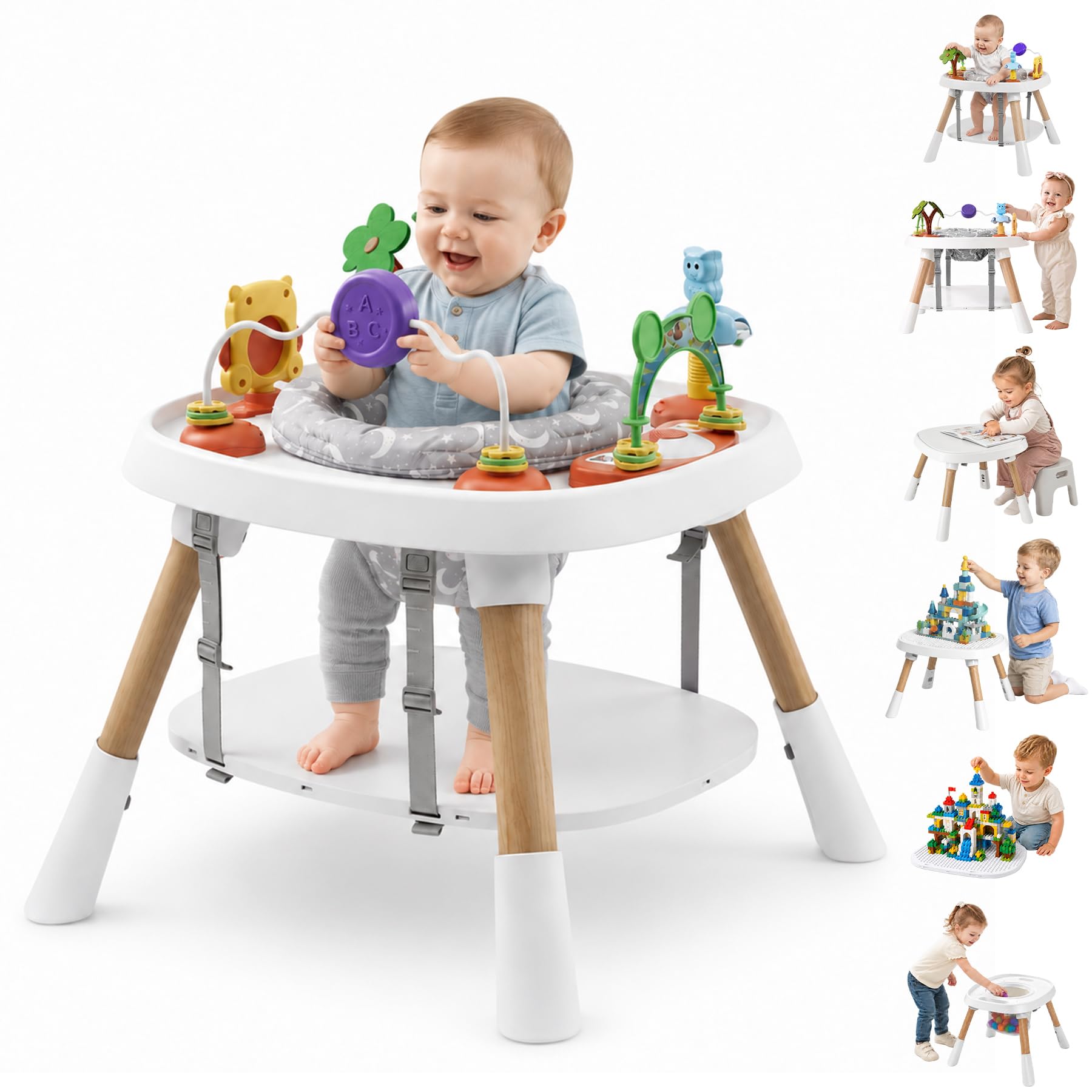 Baby Activity Center, 6-in-1 Stationary Standing Table for Baby 6-36 Month | Sta