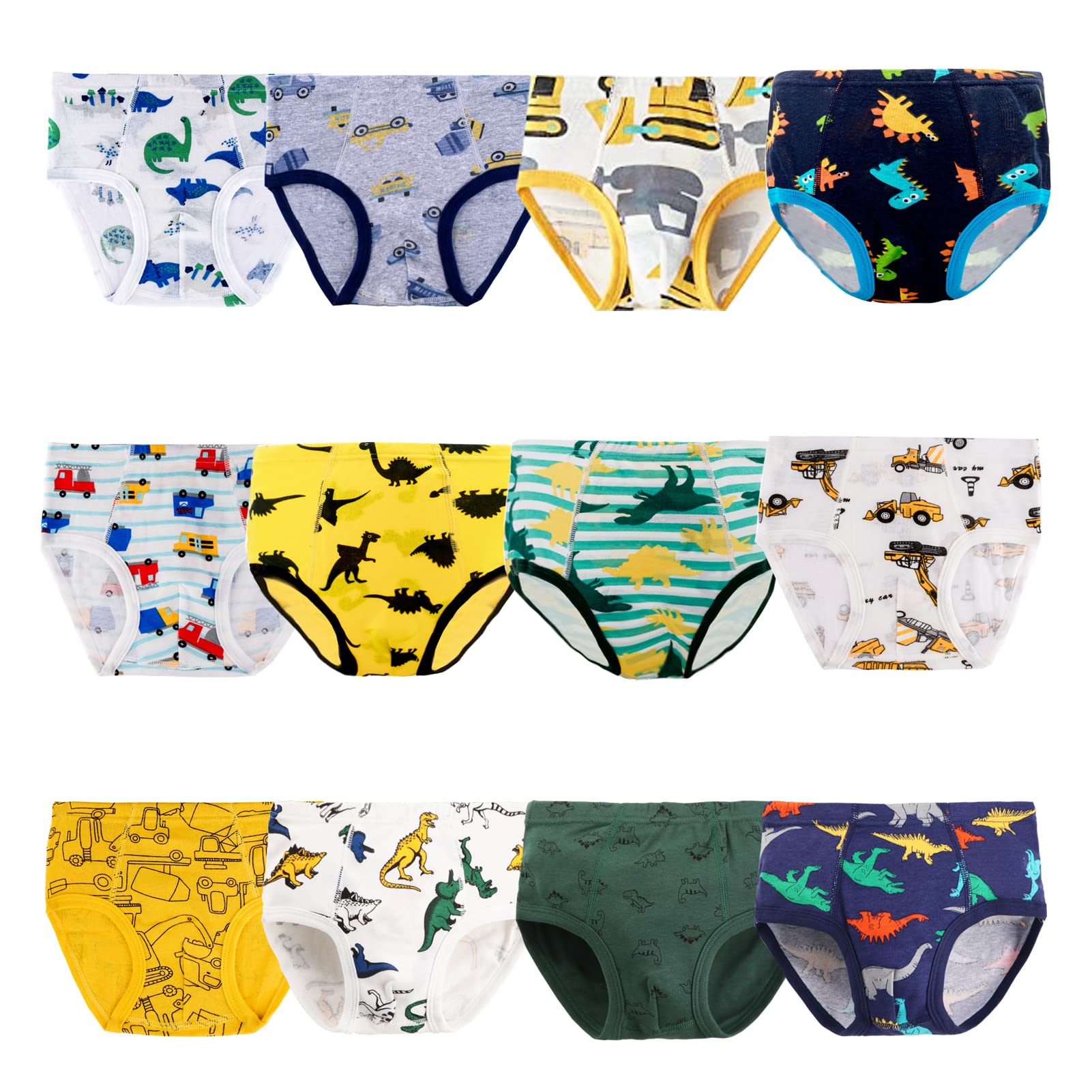 JackLoveBriefs Boys Underwear, 12 Packs Little Kids Toddler Briefs Boys