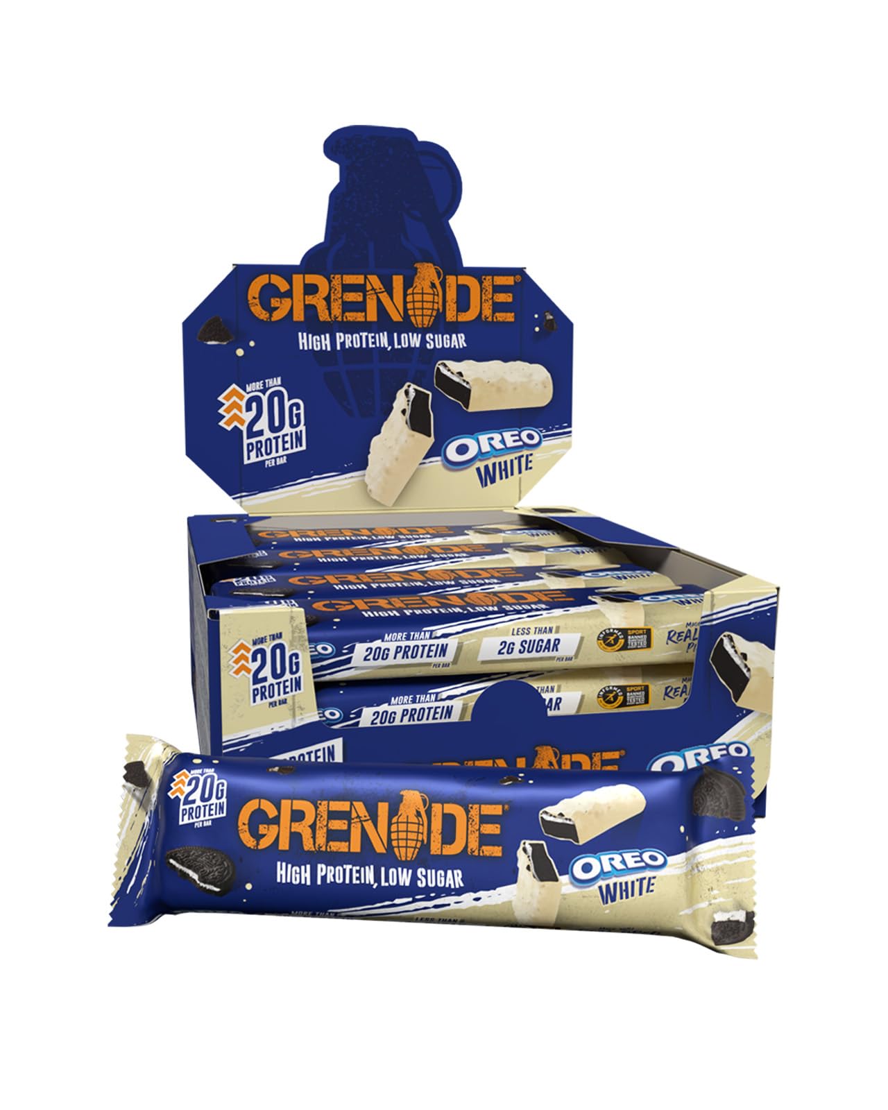 Grenade OREO White Protein Bars, 12 x 60 g | High Protein, Low Sugar Bars, Over 