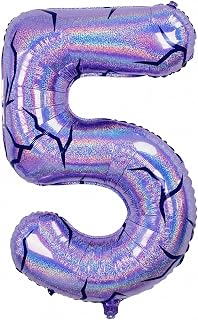 40'' Purple K-pop Number 5 Balloon for Girl 5th Birthday Party Decoration | Pastel Purple Number 5 Foil Balloon, Self Inflating, Girls Kid Birthday Party Anniversary Party K-pop Music Theme Party Decor