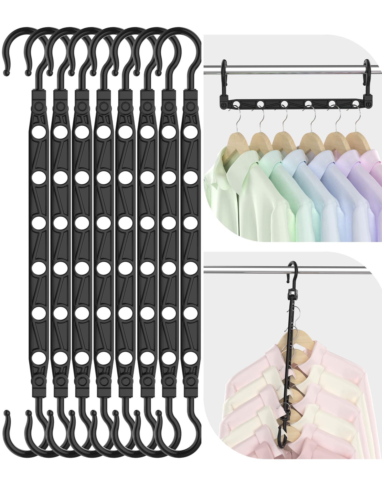 Latoxcaa Space Saving Hangers for Clothes, 8 Pack Collapsible Hangers with 6 Hol
