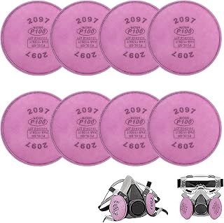 8pcs 2097 Respirator Filters, Particulate Filter Wool for P100 Filter Holder, Mounted on 2097 Filter Holder Compatible with 6000 6200 6800 7000 FF-4 Series Respirator Masks