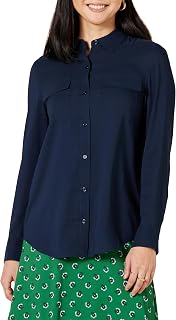 Amazon Essentials Women's Relaxed Fit Long Sleeve Pocket Georgette Textile Shirt