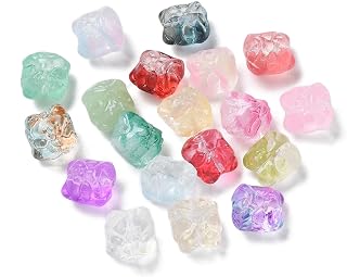 50pcs Lion Crystal Glass Beads 1.2x11x1cm Loose Spacer Beads for Necklace Bracelet Earring Jewelry Making DIY Jewelry Making Aesthetic Phone Charm