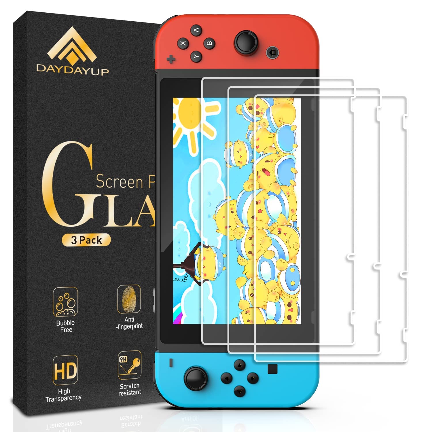 daydayup [3 Pack] Tempered Glass Screen Protector Compatible with Nintendo switc