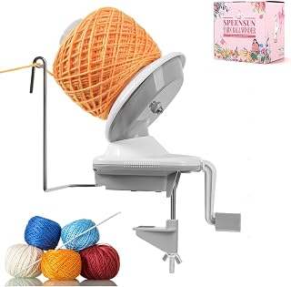 SPEENSUN 3.5 OZ Yarn Ball Winder, Low Noise Spinner for Crocheting, Grey | ABS Manual Ball Maker with Non-Slip Table Clamp, Easy Install Knitting Tool, Smooth Operationfor Yarns Below Size 5