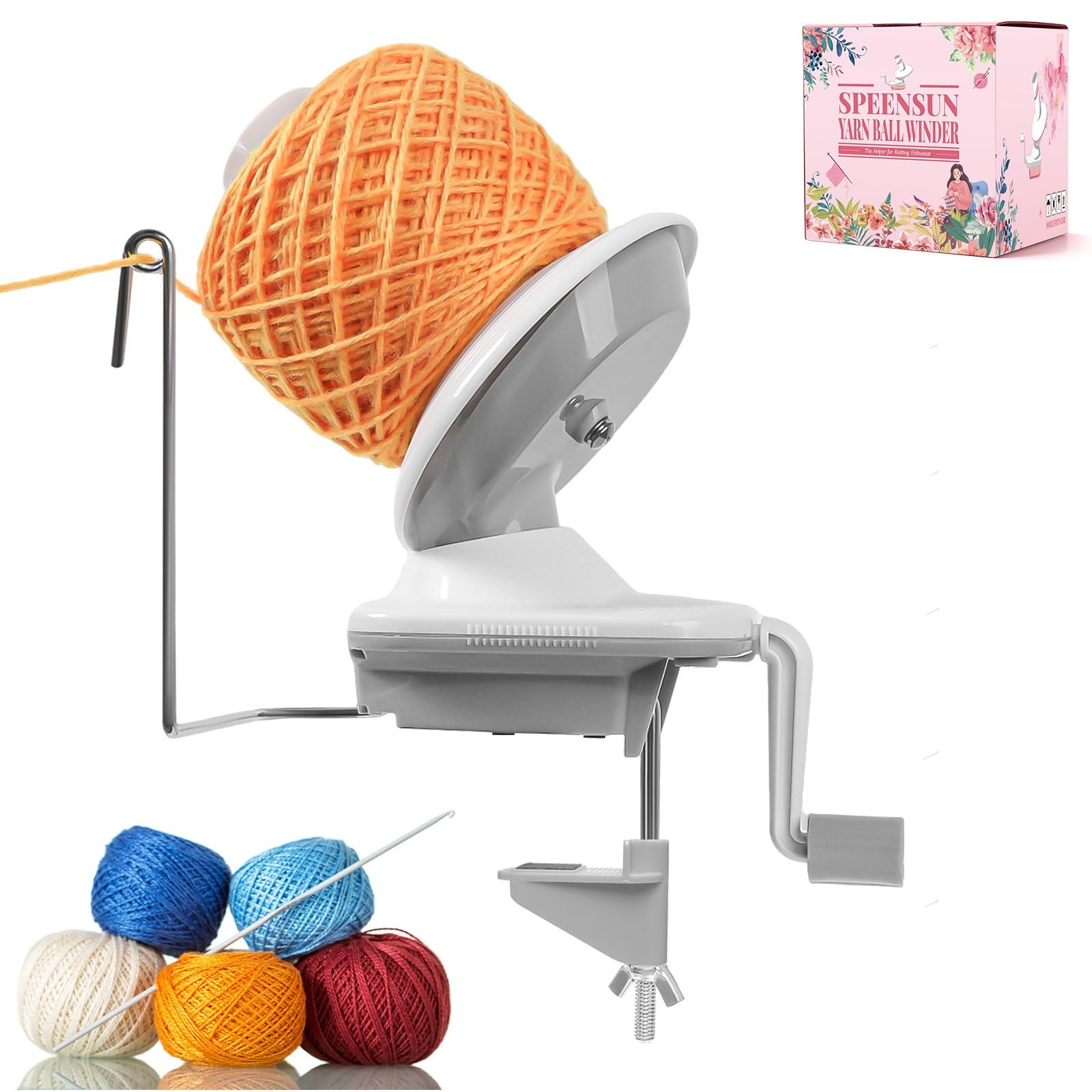 SPEENSUN 3.5 OZ Yarn Ball Winder, Low Noise Spinner for Crocheting, Grey | ABS M