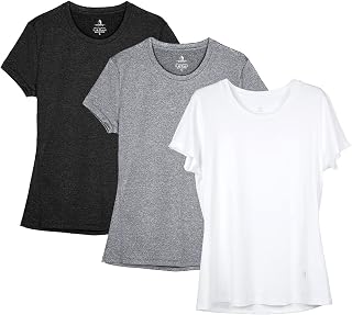 icyzone Women's Workout Running T-Shirt Activewear Yoga Gym Short Sleeve Tops Sports Shirts, 3-Pack