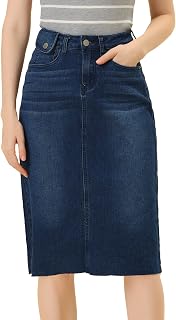 Allegra K Women's Casual Denim Skirt High Waist Back