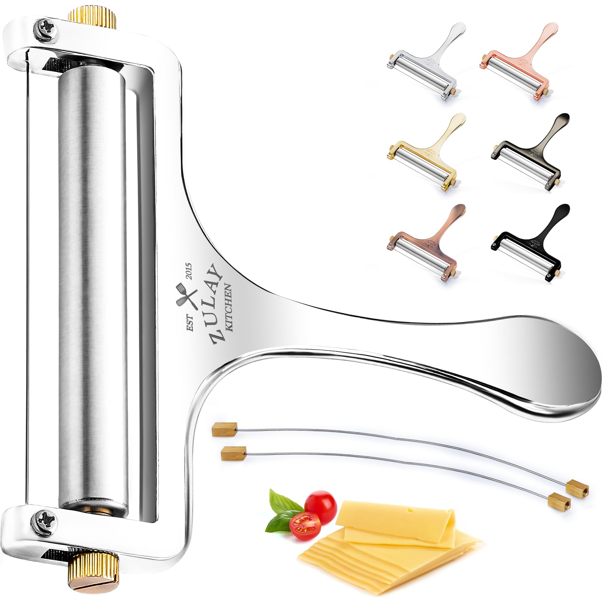 Zulay Kitchen Stainless Steel Wire Cheese Slicer, Cheese Cutter, Silver | Cheese