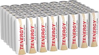 Tenergy 1.5V AA Alkaline Battery, High Performance AA Non-Rechargeable Batteries for Clocks, Remotes, Toys & Electronic Devices, Replacement AA Cell Batteries, 48 Pack