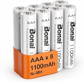 BONAI AAA Rechargeable NiMH Batteries for Toys, 8-Pack