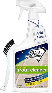 Black Diamond Stoneworks Ultimate Grout Cleaner for Tile & Grout, QT/Brush | Acid-Free, Stain Remover