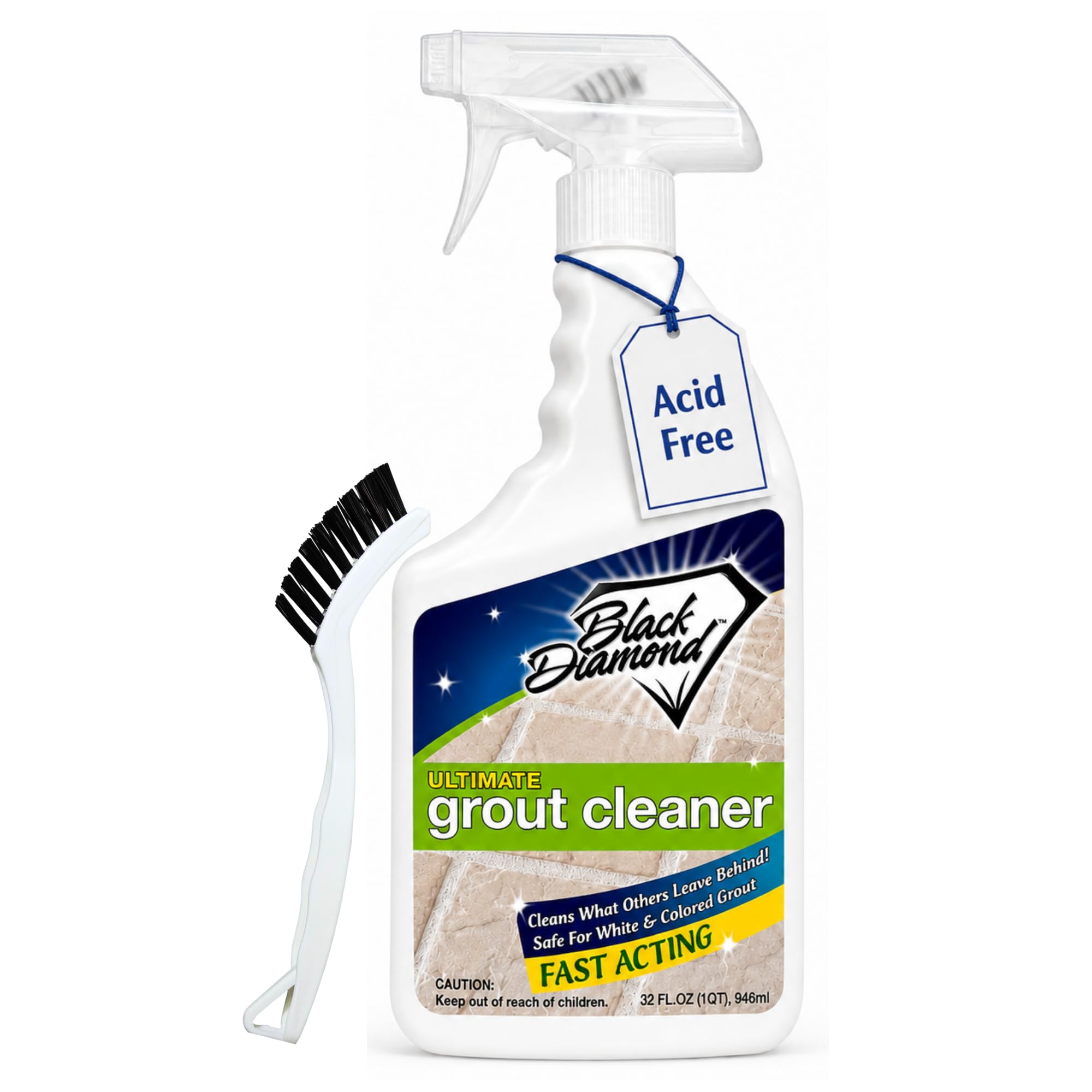 Black Diamond Stoneworks Ultimate Grout Cleaner for Tile & Grout, QT/Brush | Aci