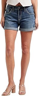 Silver Jeans Women's Boyfriend Mid Rise Shorts - Eco-Friendly Fabric Denim Shorts