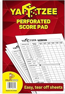PlayDice Perforated Yahtzee Score Pads: 120 Easy Tear Off Score Sheets, Large Print, Compatible with Yardzee and Yahtzee Games