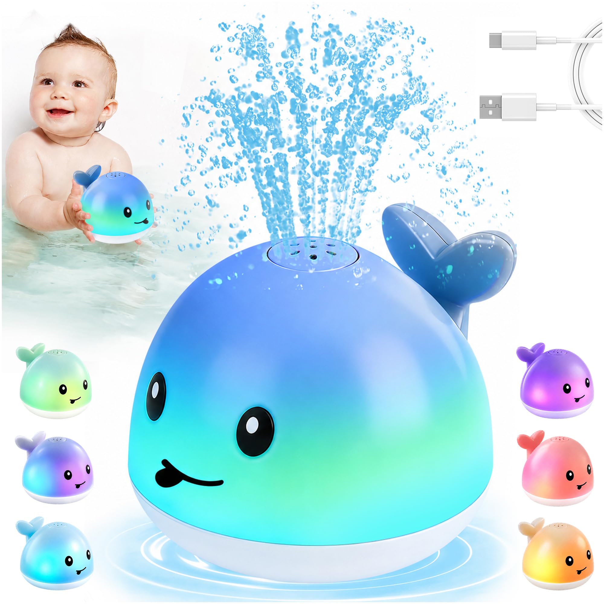 Gigilli Baby Bath Toys, Light Up Whale Bath Toy Christmas Stocking Stuffers | Ba