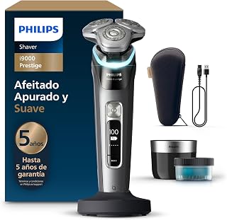 Philips i9000 Prestige, Afeitadora Eléctrica Hombre, Máquina de Afeitar Barba en Seco y Húmedo, Tecnología SkinIQ, Base de Carga, Recargable, Estuche de Viaje, Centro de limpieza, XP9202/30
