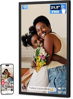 FRAMEO 21.5" Digital Picture Frame, Touchscreen Large Display, 64GB | 1920x1080 FHD, Dual-Band Wi‑Fi, Easy Photo and Video Sharing, Auto-Synced Calendar, Thoughtful Gift for Loved Ones