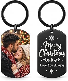 Eliphs Personalised Photo Keyring,Personalized Custom Keychain,Engraved Keyring Gift for Him,Customised keychain,Photo keyrings,Birthday,heart keyring Round Heart