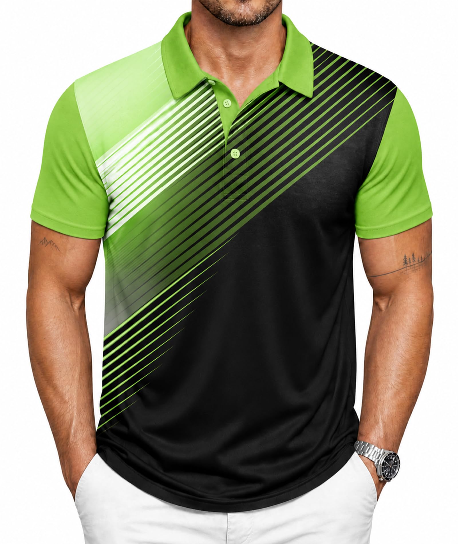 SCODI Mens Golf Shirt Short Sleeve Moisture Wicking UPF 50+ Print Polo