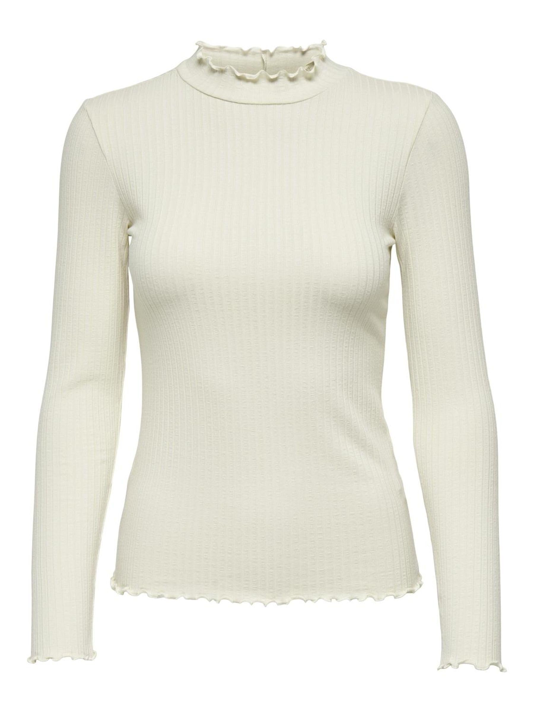 JdY JDYFRANSISKA Women's Thin Long Sleeve Shirt Basic Crew Neck Stand-Up Collar 