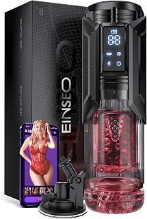 EINSEO Sex Toys for Men Penis Pump - AI Sync Waterproof Male Masturbator Pocket Pussy with 7 Sucking & 7 Thrusting Rotating Licking Modes, Male Sex Toy with Hands-Free Suction Base, Bondage Restraints