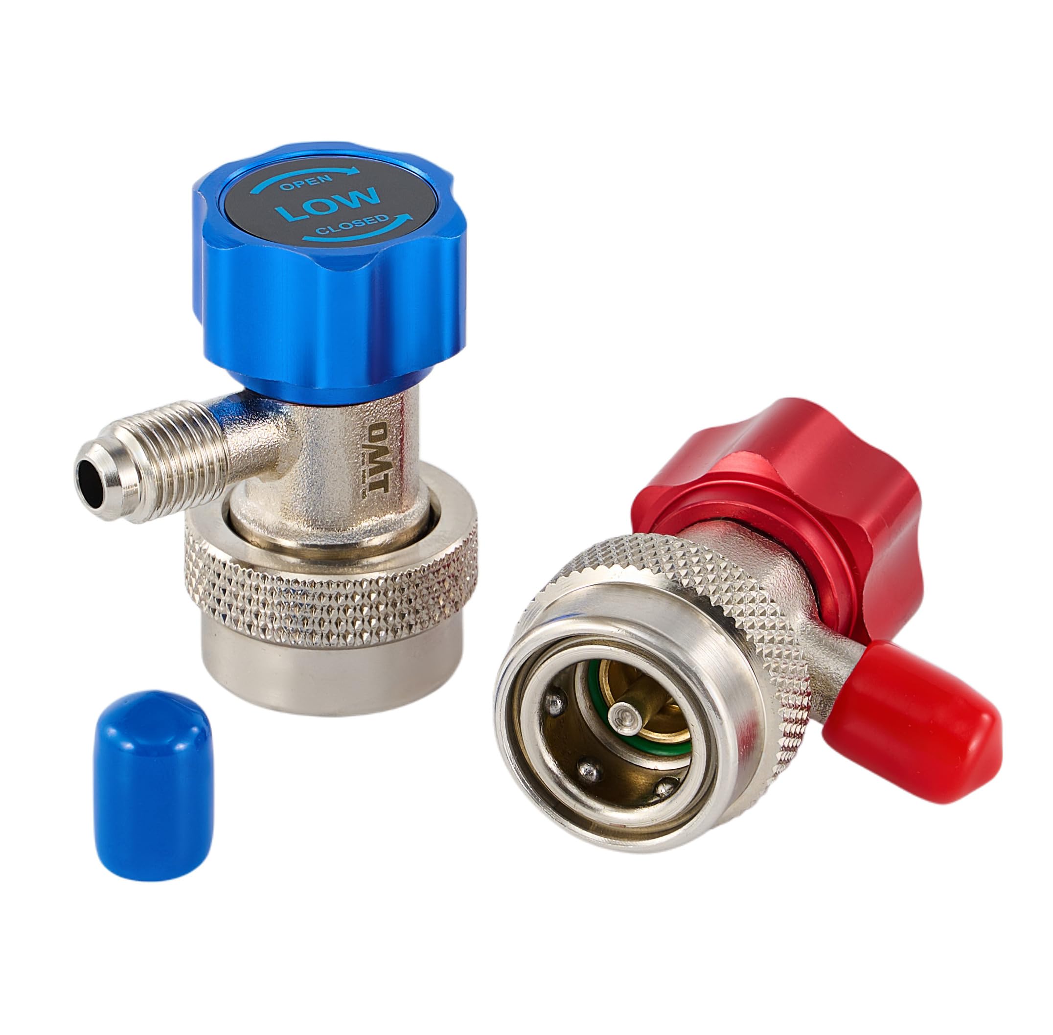 OMT R134a Adjustable Quick Coupler Adapters, Silver | 2pc High &amp; Low Pressur