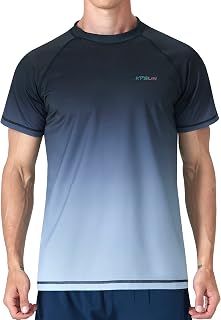 KPSUN Men's Swim Shirts Short Sleeve Quick Dry UPF 50+ Sun Protection Rash Guard Beach Fishing T Shirts
