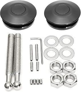 ANJOSHI 2Pack Quick Release Latch Universal 2.44in/62mm Diameter Universal Aluminum Alloy Push Button Quick Latch Hood Pins Lock Clip Kit for Auto Car Hood Pins Lock(2Pack-Black Pro)