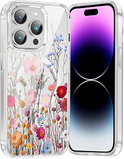 Saqmkil Magnetic Cover for iPhone 11 6.1 Inches, Compatible with MagSafe, Aesthetic Flower Designs Women Girl Case, Transparent Soft Silicone TPU Bumper Shockproof Anti-Scratch Cover, Pink 2