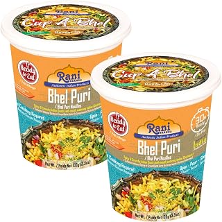 Rani Bhel Puri Cup (Spicy & Crunchy Indian Snack w/mouth watering Indian Chutneys) 3.5oz (100g), Pack of 2 ~ Ready to Eat | Vegan | NON-GMO | Indian Origin