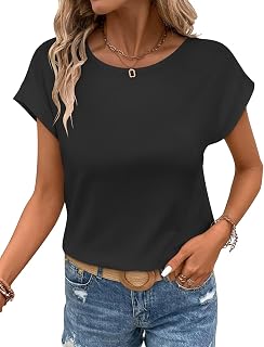 Bliwov レディース Tシャツ キャップ スリーブ トップス クルーネック カジュアル ベーシック サマーTシャツ