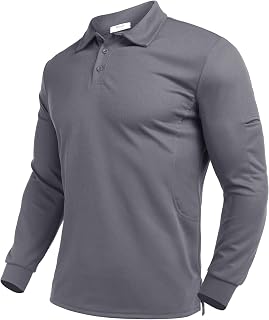 Deyeek Men's Polo Shirts Long Sleeve Golf Polo Shirts for Men Quick Dry UPF 50+ Sun Protection Casual Collar Shirts