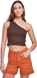 Urban Classics Women's Ladies Cropped Asymmetric Top Sports Tank Top (Pack of 1)