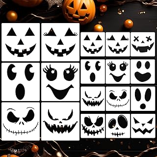 Pumpkin Face Stencils for Painting Halloween Stencils Ghost Face Stencil | Reusable Jack O Lantern Face Stencil for Pumpkins Wood Fabrics DIY Crafts Decor