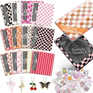 KACIOLA STUDIO 24PCS Warm Color Skin for E-Reader, and 4PCS Type C Charms for E-Reader with Scrapbook Stickers, 7"x5" Skin Front and Back Decal Inserts for 2024 Paper White 12th (Warm Color)