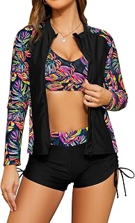 SHEKINI Ladies Long Sleeve Drawstring Swimwear Swimsuit